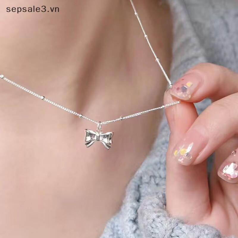 # Sepsale # Màu Bạc Nơ Mịn Mặt Dây Chuyền Vòng Cổ Nữ Dây Xích Cổ Tối Giản Quà Tặng Sinh Nhật Nhẹ Trang Sức Sang Trọng.