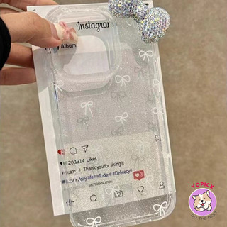 Line bow tie Phone Case for IPhone1716 15ProMax 13 15 New 12Pro Soft 14Promax Transparent Glitter Powder SF