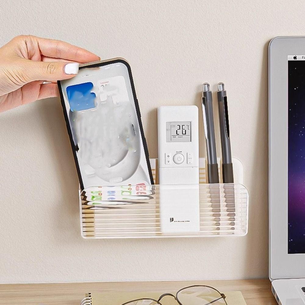 Kệ lưu trữ di động tại nhà BAMBOOB, Hộp lưu trữ điều khiển từ xa đa chức năng không đục lỗ, Hộp lưu trữ máy tính để bàn trong suốt treo tường
