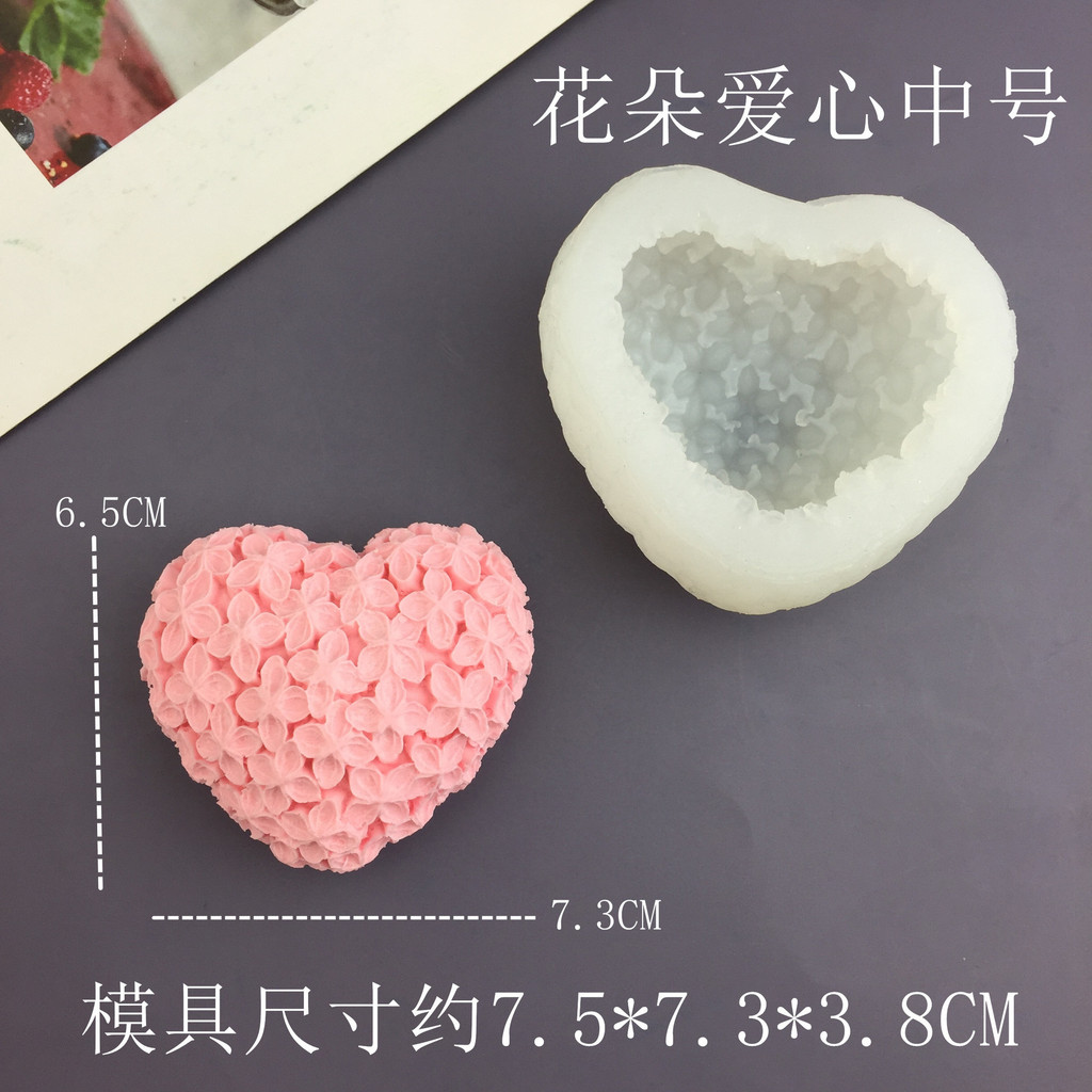 3d Hình Trái Tim Hoa Khuôn Silicon Mousse Bánh Trang Trí Khuôn Thơm Thạch Cao Khuôn Nến DIY Dụng Cụ Nướng Bánh