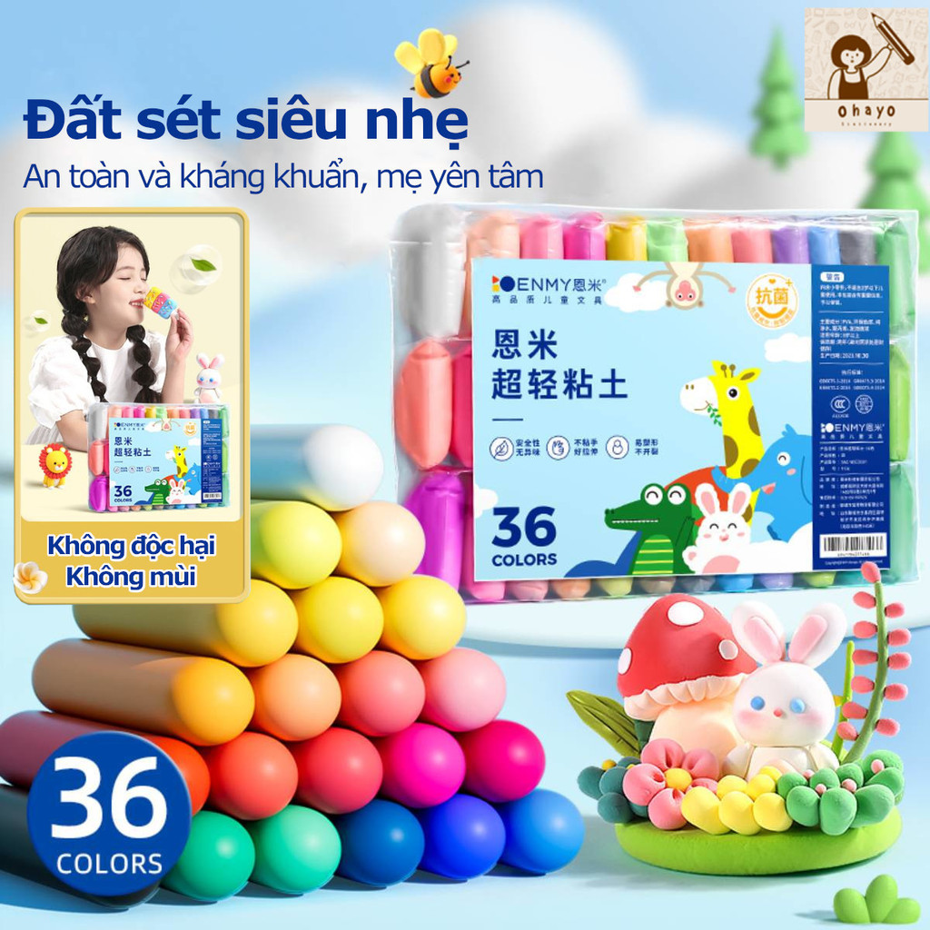 Combo đất sét tự khô Nhật24/36 màu đất nặn tự khô hình cao cấp siêu nhẹ ...