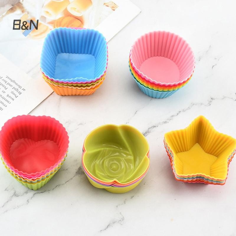B & N 7 Cái / lốc Cốc Bánh Silicon Hình Tròn Muffin Cupcake Khuôn Nướng Bánh Nhà Bếp Đồ Dùng Nấu Ăn Dụng Cụ Trang Trí Bánh.