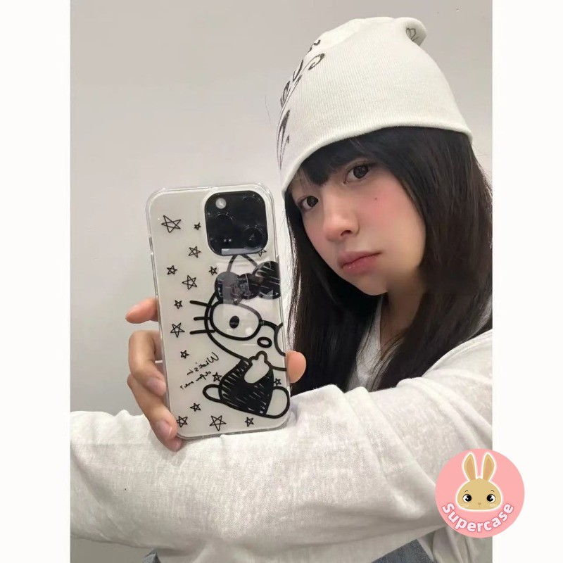 Ốp điện thoại hình mèo Star Kitty Line dễ thương cho Redmi Note 14 13 12 Turbo 4 3 11T 11 10 Pro Plus 5G Vỏ điện thoại chống sốc mềm màu kem hoạt hình