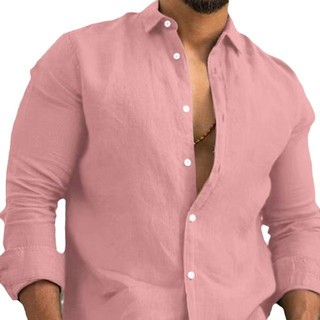 Áo Sơ Mi Nam Thanh Niên Dài Tay Vải Lanh Cotton