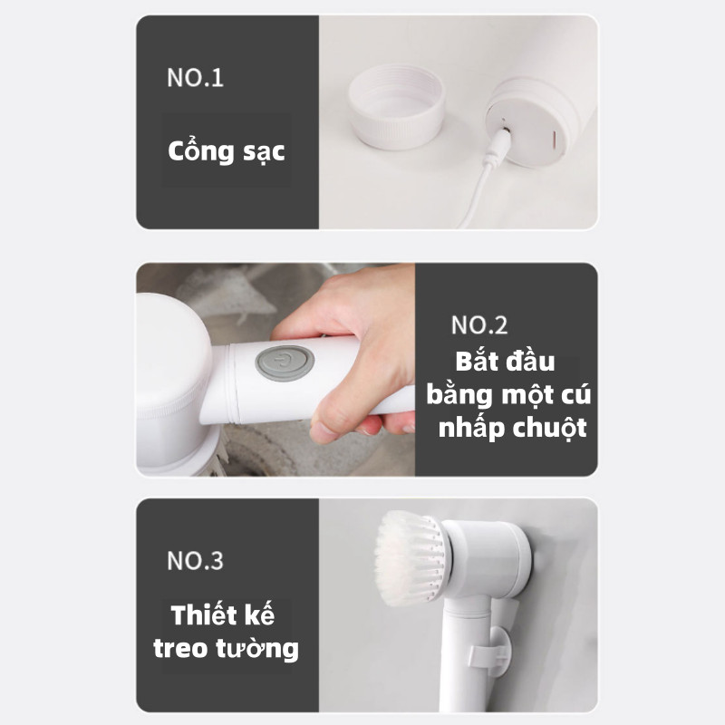 Máy Cọ Rửa Điện Đa Năng Bồn Rửa Chén Bát,Bàn chải làm sạch bằng điện,Bàn chải rửa chén Bộ 5 người
