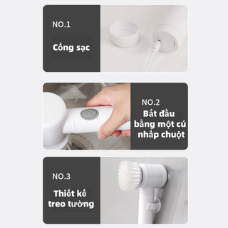 Máy Cọ Rửa Điện Thông Minh Đa Năng, Sạc USB, Bàn Chải Cầm Tay Vệ Sinh Bếp, Bồn Rửa Mặt, Đánh Giày