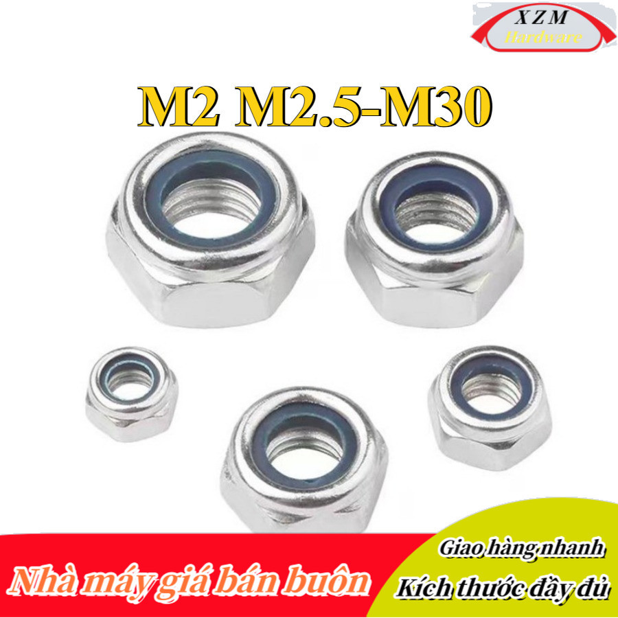Đai Ốc Tán Keo Chống Trượt Inox 304 ecu inox đầu nhựa chống xoay M2 ...