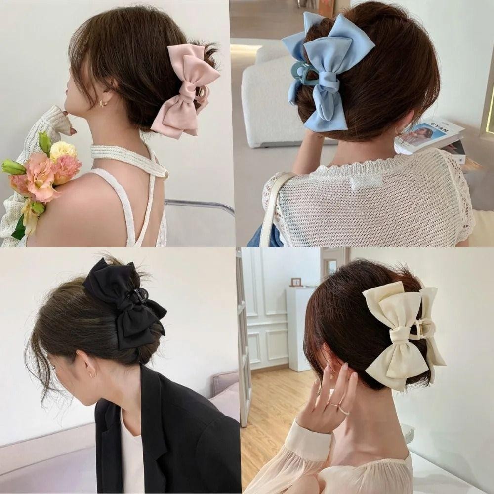 TRACEILLOIAN Bướm Satin Móng Vuốt Tóc, Màu Trơn Phiên Bản Hàn Quốc Nơ Kẹp Tóc, Thời Trang Vải Acrylic Phụ Kiện Tóc Nữ