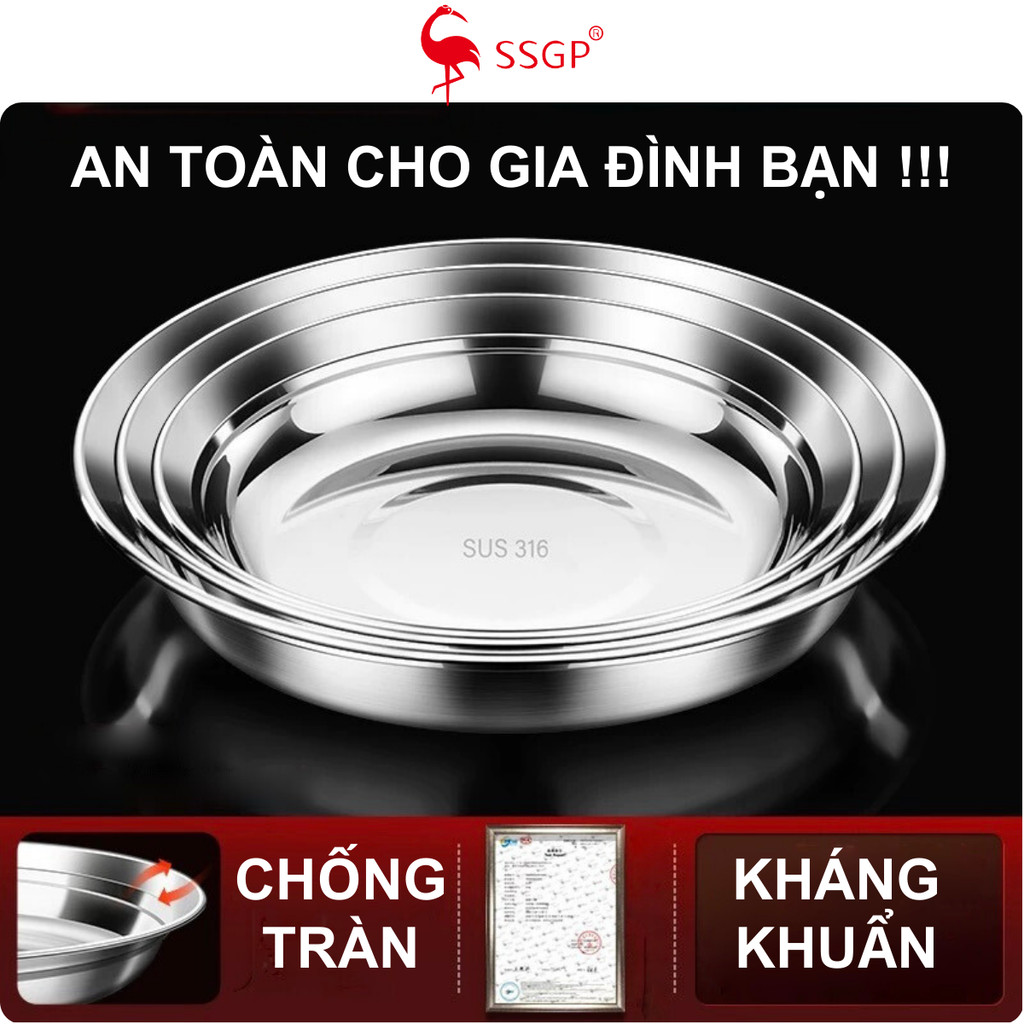 Dĩa inox 316 Frankfurt đa năng chống tràn SSGP đĩa inox, dĩa inox 304 cao cấp, đĩa inox cao cấp
