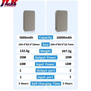 [JLK] 10000mAh Metal Magnetic Power Bank PD20W sạc dự phòng for iPhone 17 ProMax 16 15 14 13 S26 Ultra Pura 70 Note 13 Nova 12 Sạc dự phòng không dây từ tính bằng kim loại Bộ sạc nhanh mỏng Pin phụ