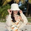 Mũ chống nắng ESSENCEH, Mũ ngư dân màu trơn buộc dây, Mũ che nắng dây mỏng thông thường Mũ che nắng mùa hè