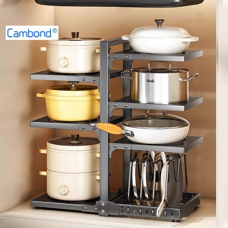 Cambond Song Phương Dưới Bồn Rửa Có Thể Điều Chỉnh Nồi & Chảo Giá Để Bàn Nhà Bếp Người Tổ Chức Giá Đỡ