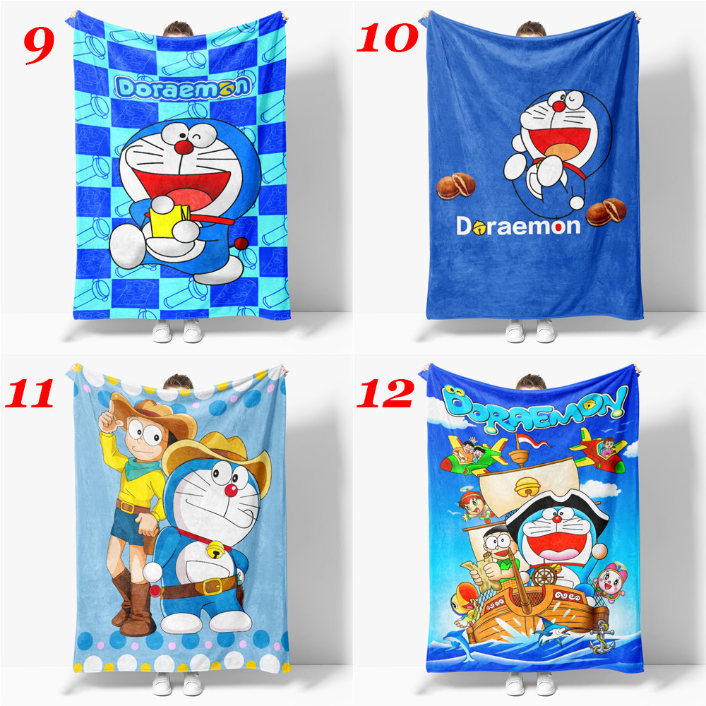 4 Kích Thước Flannel Chăn Hoạt Hình Đôrêmon Đơn Mặt Flannel Chăn Điều Hòa Không Khí Ngủ Chăn