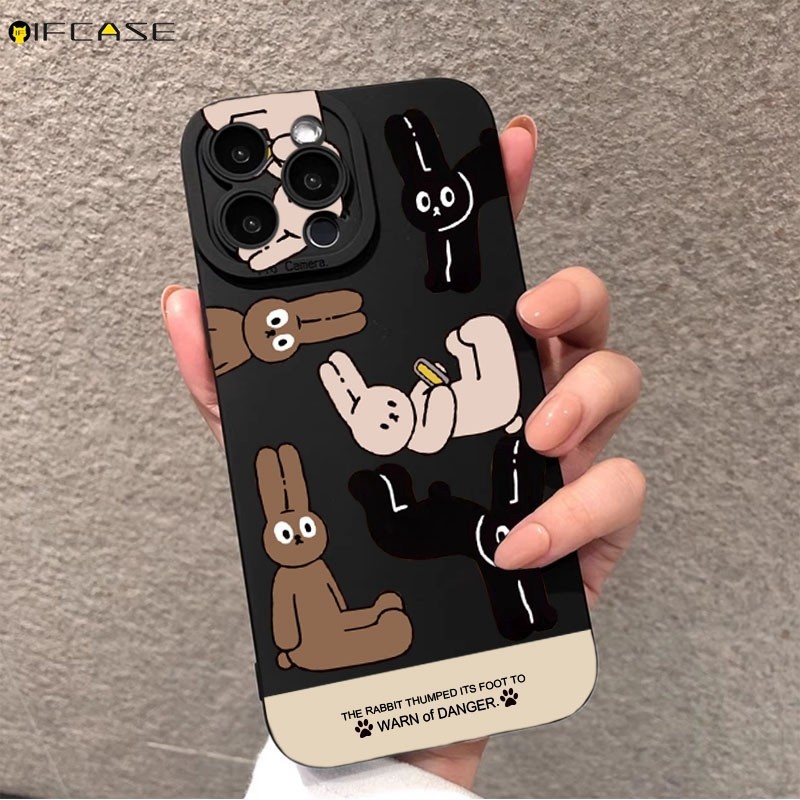 Dành Cho Redmi Note 13 13R 12 Pro Plus 5G 12S 4G 12R Turbo Ốp Điện Thoại Thỏ Ngộ nghĩnh Thỏ Sáng Tạo Hoạt Hình Dễ Thương Mờ Nâu Mờ Đơn Giản Vỏ Silicon Mềm