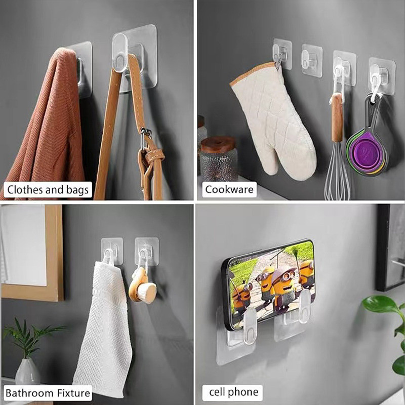 Giá đựng đồ đa chức năng - Móc tự dính - Chống thấm nước, Chịu tải mạnh, Không đục lỗ - Dành cho túi xách, áo khoác, khăn - Móc treo dính không dấu vết - Dụng cụ sắp xếp phòng tắm nhà bếp