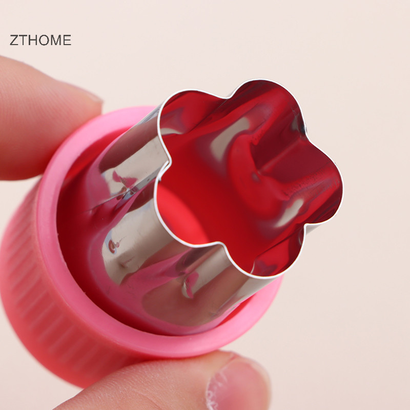Zthome 3 Cái / bộ Hình Trái Tim Ngôi Sao Hoa Rau Củ Cắt Tay Cầm Nhựa Di Động Thép Không Gỉ Cắt Trái Cây Tiện Ích Nhà Bếp HOT