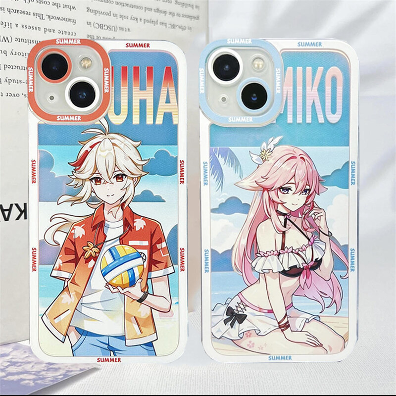 Genshin Impact Ganyu Wanderer Furina Yae Miko Ốp Điện Thoại Tương Thích Cho iPhone 11 12 13 14 15 Pro Max 14 15 Plus Vỏ Hoạt Hình Mắt Thiên Thần TPU Chống Rơi Vỏ Mềm Chống Sốc