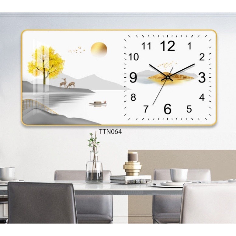 Tranh Treo Tường Đồng Hồ Tráng Gương "Sơn Thủy" Trang Trí Phòng Khách, Decor Phòng Làm Việc... GIÁ TẠI XƯỞNG