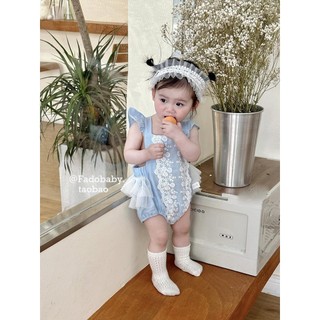 Bé Nguyên Chất Cotton Siêu Phương Tây Phong Cách Mùa Hè Nữ Ren Jumpsuit Full Tháng Trăm Ngày Mùa Hè Áo Liền Quần Cho Bé Sơ Sinh Quần Áo 7.7