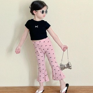 Q05- Quần loe gân hình nơ bé gái siêu cưng Size từ 8-30Kg