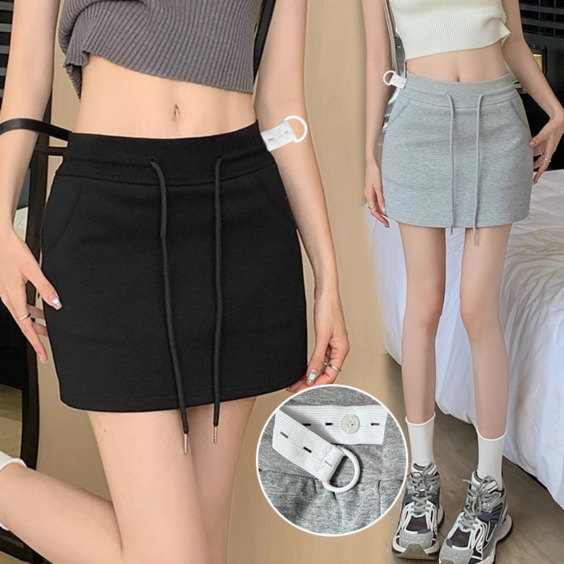 Váy bà bầu Dây rút mùa hè Không nâng bụng Thời trang mặc ngoài Hông Váy ngắn Đáy