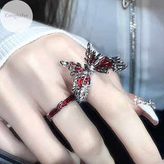 K2nightfee Punk Gothic Nhẫn Đỏ Vintage Ánh Sáng Mở Có Thể Điều Chỉnh Nhẫn Ngón Tay Phong Cách Pháp Cá Tính Đảng Tặng Trang Sức VN