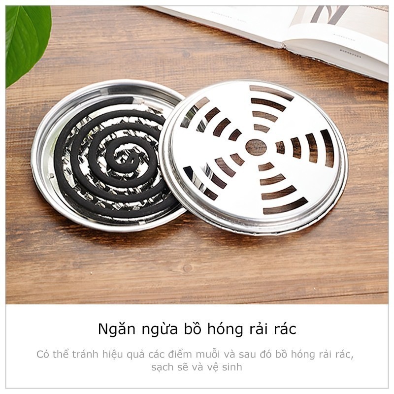Hộp đựng nhang muỗi bằng thép không gỉ, khay đựng nhang muỗi có nắp đậy an toàn FETA