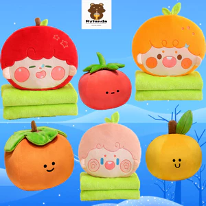 Rytanda Chăn trái cây 2 trong 1 Đồ chơi sang trọng trái cây Mô phỏng dễ thương Búp bê trái cây bí ngô Apple Quả việt quất Cà chua Quả mọng, Quả lê, Quà tặng búp bê cam Quà tặng trẻ em, Quà tặng bạn gái