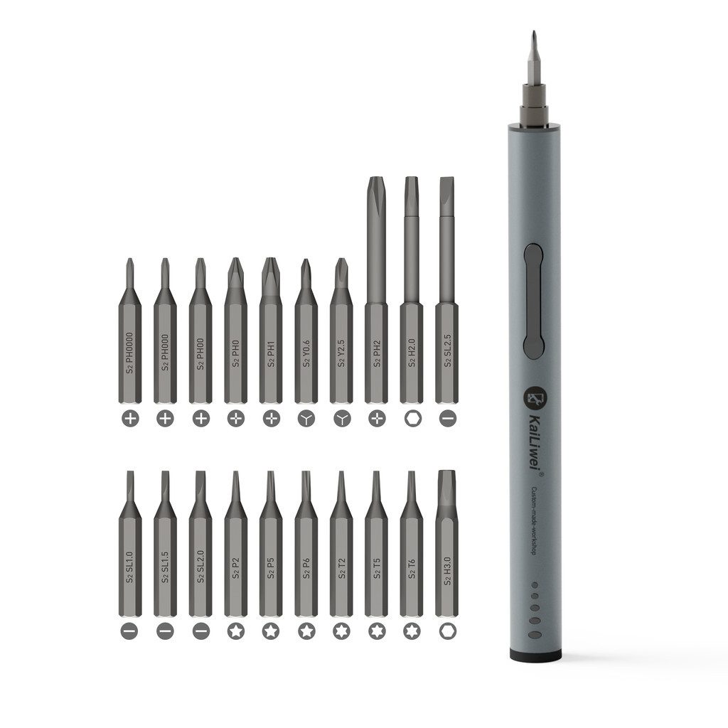 22 trong 1 Kailiwei Pin Lithium Bit Bộ tuốc nơ vít điện chính xác Bộ công cụ sửa chữa cho PC Máy tính Điện thoại Điện thoại Điện tử