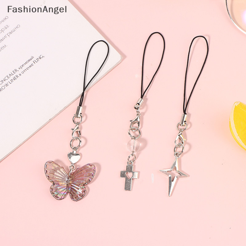 FashionAngel Thời Trang Ngôi Sao Chữ Thập Mặt Dây Điện Thoại Dây Cho Bé Gái Tối Giản Y2K Dây Đeo Điện Thoại Di Động Móc Khóa Trang Trí TH
