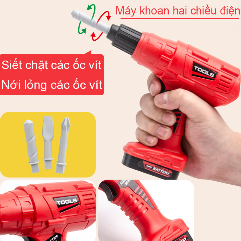 【SKISOPGO】Dụng cụ sửa chữa đồ chơi Đồ chơi trẻ em sửa chữa Đồ chơi khoan điện Đồ chơi giáo dục Kỹ sư bắt chước