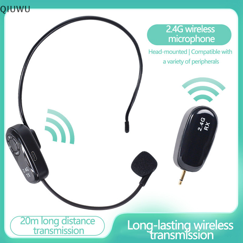 Tai nghe QIUWU Bộ phát micrô không dây 2.4G có đầu thu cho bộ khuếch đại giọng nói.