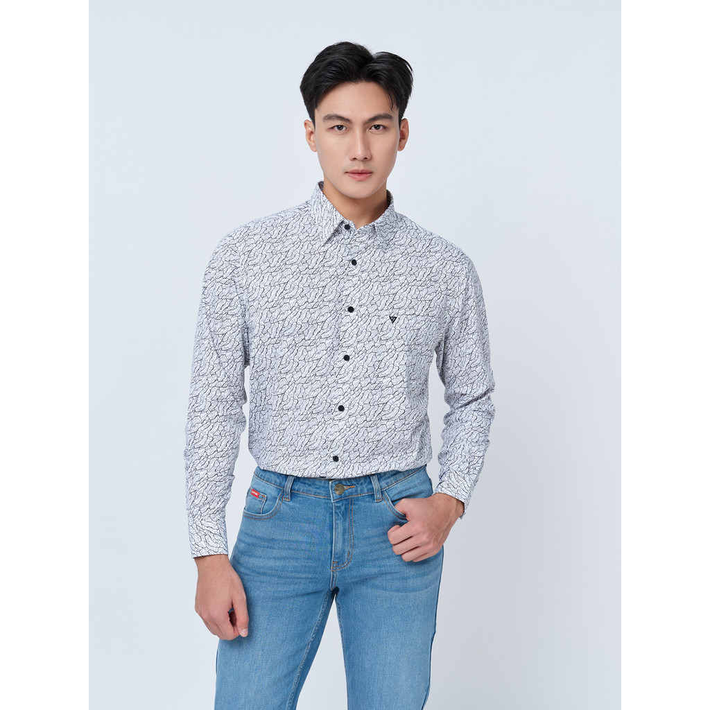 Sơ mi dài tay lai ngang VIETTIEN vải sợi tre phom REGULAR VT00000327