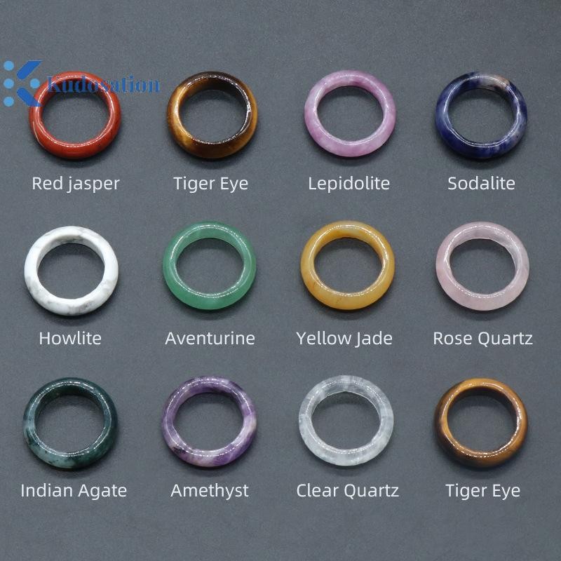 Kudosation 1 Chiếc Nhẫn Đá Tự Nhiên Mã Não Tinh Tế Nhẫn Pha Lê Cho Nữ Cô Gái Nhẫn Thời Trang Tiệc Cưới Trang Sức Phụ Kiện Quà Tặng