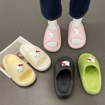 「DR」 Dép nữ HelloKitty Dép in hình Dép đế mềm chống trượt Dép bánh mì trong nhà Mặc ngoài trời dày EVA Size: 36-41