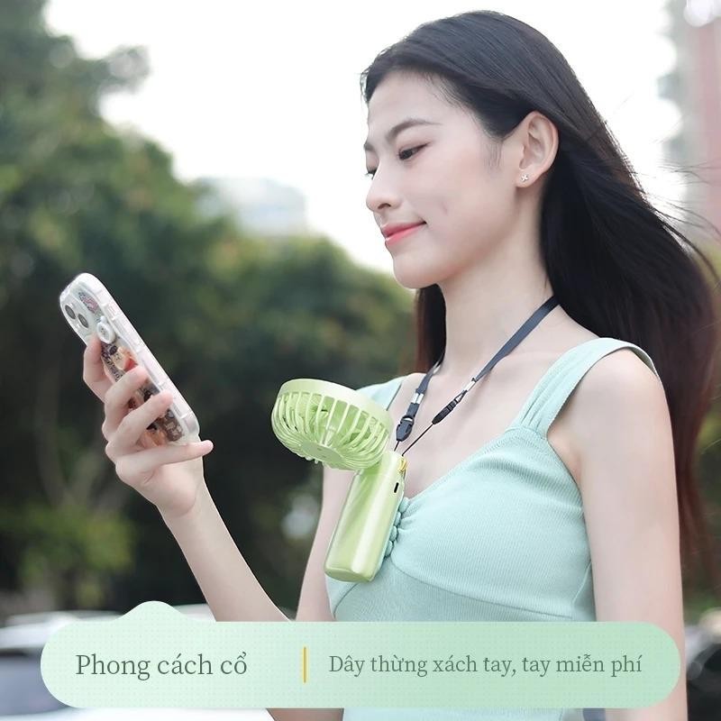 Quạt cầm tay tích điện dung lượng pin 3000 mAh sử dụng 4-8h cầm tay/đeo cổ/kê điện thoại