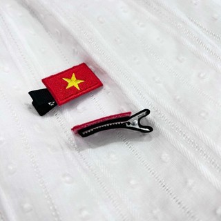 Set Kẹp Tóc Lá Cờ Tổ Quốc Việt Nam Thêu Xịn Có Bọc Vải Phần Kẹp Tóc