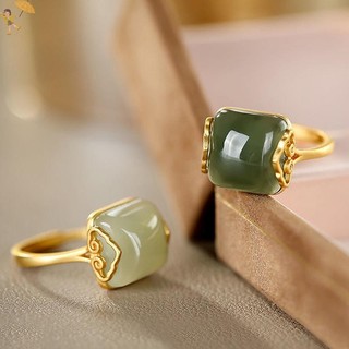 [Gou] Phong Cách Dân Tộc Cổ Điển Đám Mây Tốt Lành Giả Ngọc Nhẫn Có Thể Điều Chỉnh Nữ Phong Cách Trung Hoa Tính Khí Đơn Giản Thanh Lịch Nhẫn Tặng VN