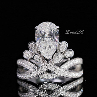 Nhẫn Moissanite hình vương miện L&K [bạc s925], nhẫn kim cương mô phỏng, bạc sterling S925, nhẫn hình giọt nước cho phụ nữ, mẫu mới 25