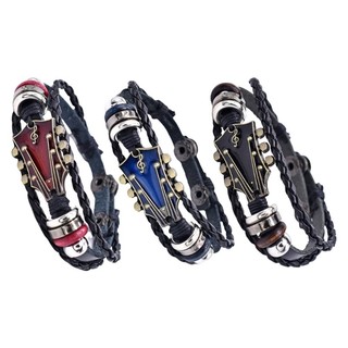 KRA Unisex Punk Rock Guitar Vòng Tay Giả Da Bện Dây Đeo Tay Có Thể Điều Chỉnh Dây Đeo Tay Phụ Kiện Dành Cho Người Yêu Âm Nhạc