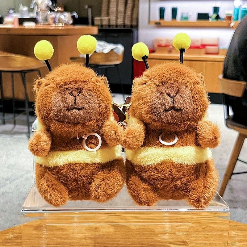 Capibara Kéo Lắc Cánh Ong Capybara Búp Bê Móc Khóa Ba Lô Trang Trí Búp Bê Cặp Đôi Cô Gái Chìa Khóa Treo Phụ Kiện Đồ Chơi Trẻ Em