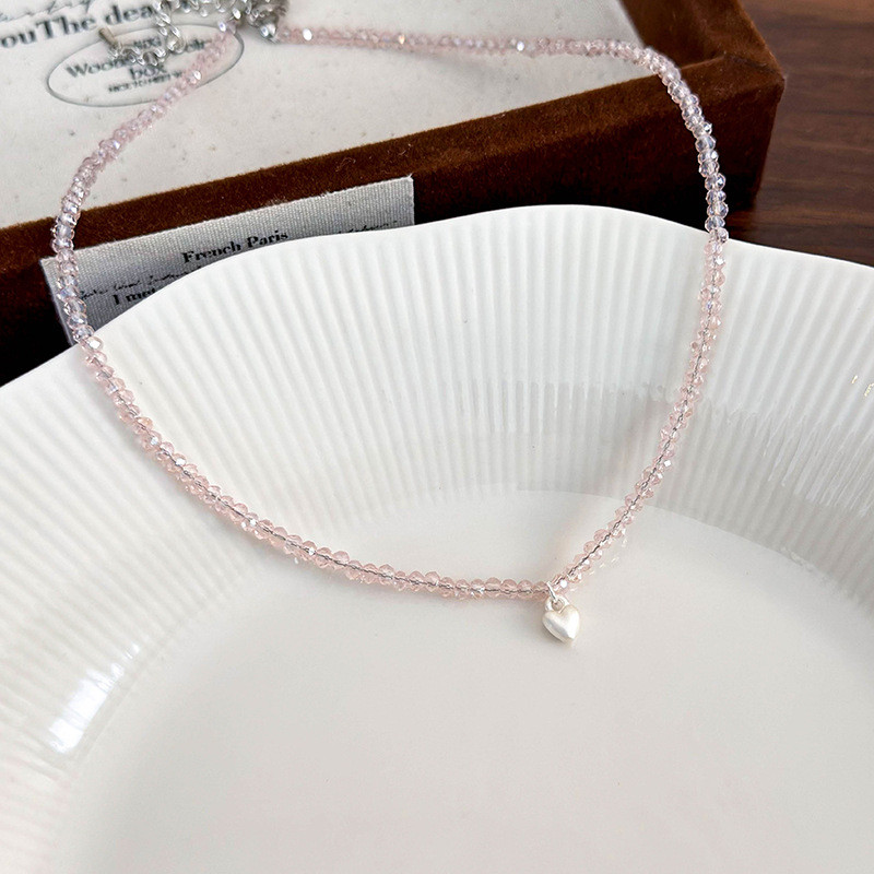 Vòng cổ trái tim Zircon đính cườm pha lê Chuỗi xương đòn phù hợp đơn giản