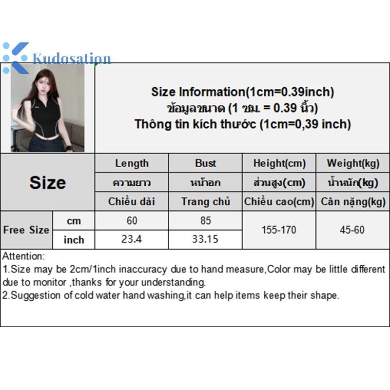 Kudosation Thời Trang Mỹ Nửa Khóa Kéo Đứng Cổ Chắp Vá Không Tay Slim Tank Top Nữ Crop Top Đẹp
