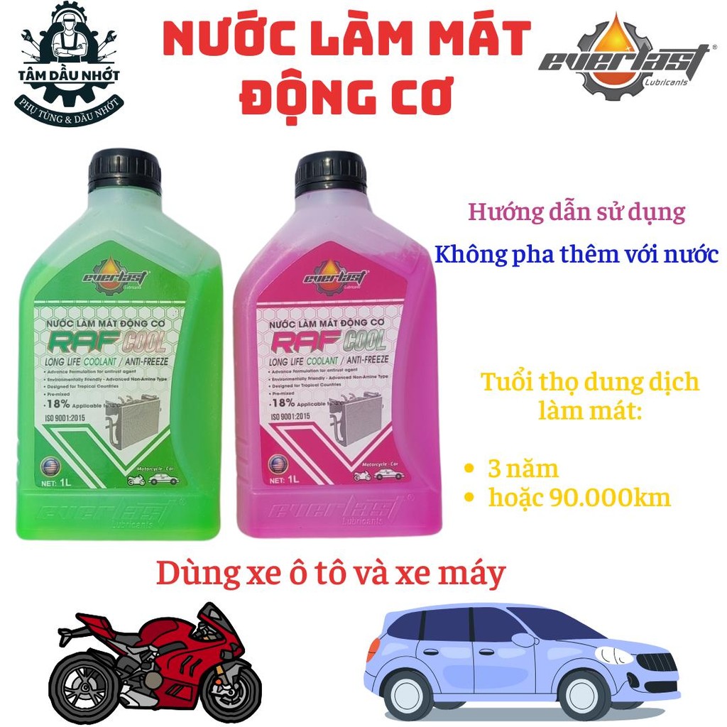Nước làm mát động cơ RAF COOL 1L , Ethylene Glycol 18%