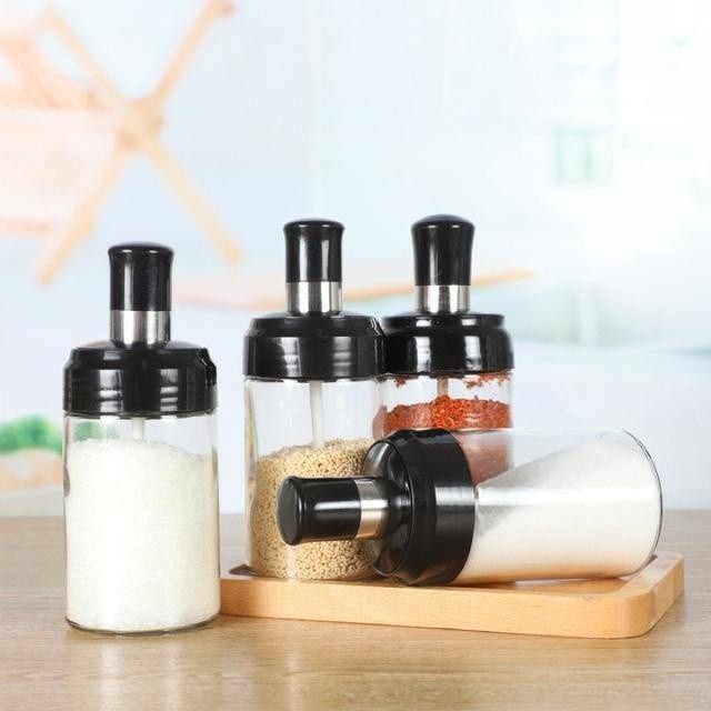 Lọ đựng gia vị thủy tinh kèm muỗng, Hũ đựng gia vị thủy tinh kèm thìa cao cấp thông minh