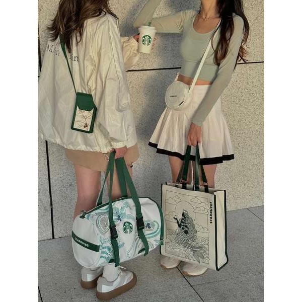 Túi đựng điện thoại di động Starbucks Bean Journey 2023 Star Chaser Túi tập thể dục chéo di động Túi vải nữ thần cổ điển Túi Tote