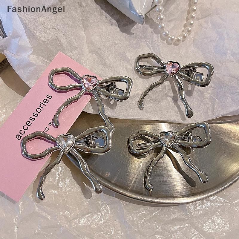 Fashionangel Kim Loại Nơ Trái Tim Pha Lê Barrettes Kẹp Tóc Nữ Thanh Lịch Bên Nổ Mỏ Vịt Kẹp Nữ Cô Gái Kẹp Tóc Phụ Kiện Tóc VN