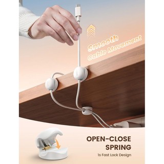 Dụng cụ sắp xếp dây Lamicall Kẹp quản lý cáp lò xo 6 gói Kẹp giữ cáp để bàn nhỏ gọn Giá đỡ dây sạc điện thoại đầu giường Dụng cụ sắp xếp dây dính khe cắm 8 mm nhựa ABS cao su an toàn