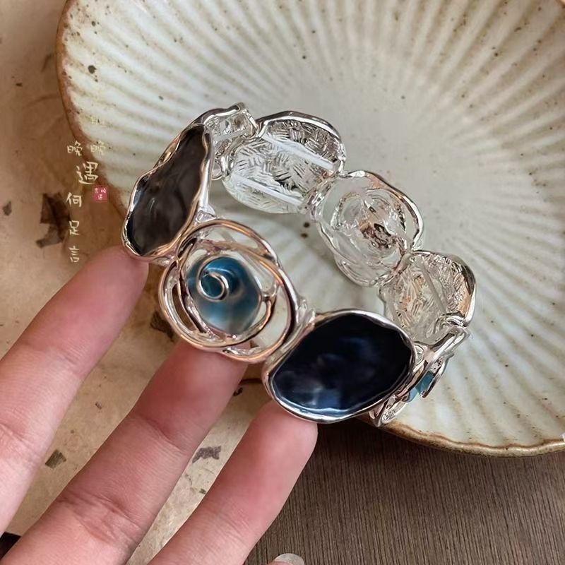 Vintage Hình Học Nhỏ Giọt Glaze Hoa Hồng Vòng Tay Ánh Sáng Sang Trọng Retro Niche Vòng Tay
