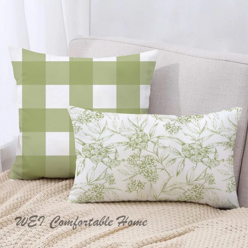 Vỏ Gối Xanh Sofa Phòng Khách Mẫu Trang Trí Phòng Gối Ghế Văn Phòng Thắt Lưng Gối (Không Lõi)